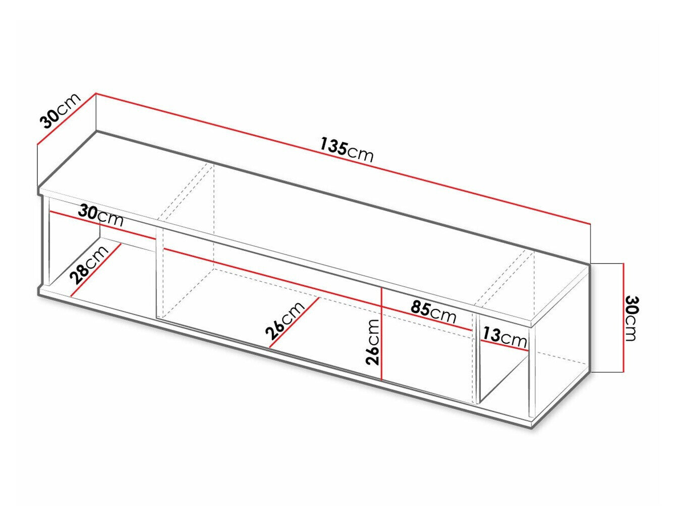 Wandplank Lomsore 105 (Zwart)