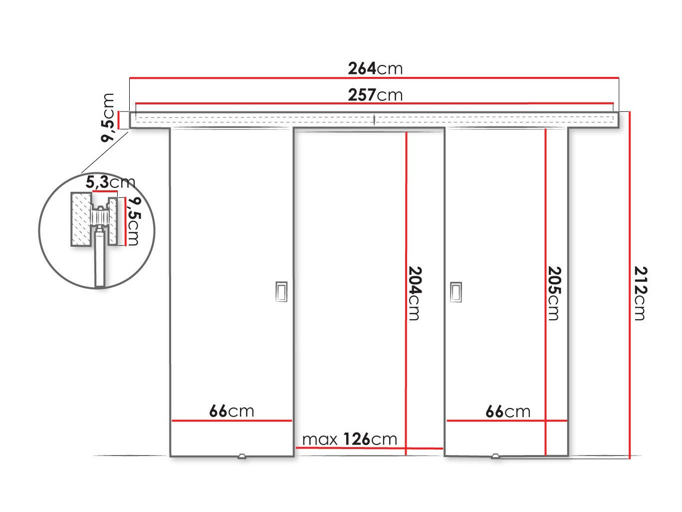 Skydedør Dover 198 (Mørk aske)