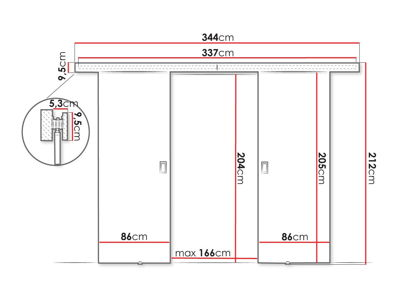 Schuifdeur Dover 200 (Craft eiken)