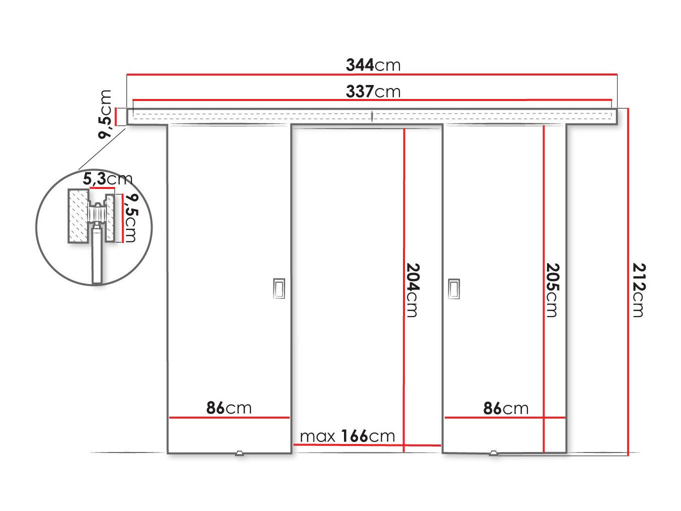 Schuifdeur Dover 200 (Grafiet)