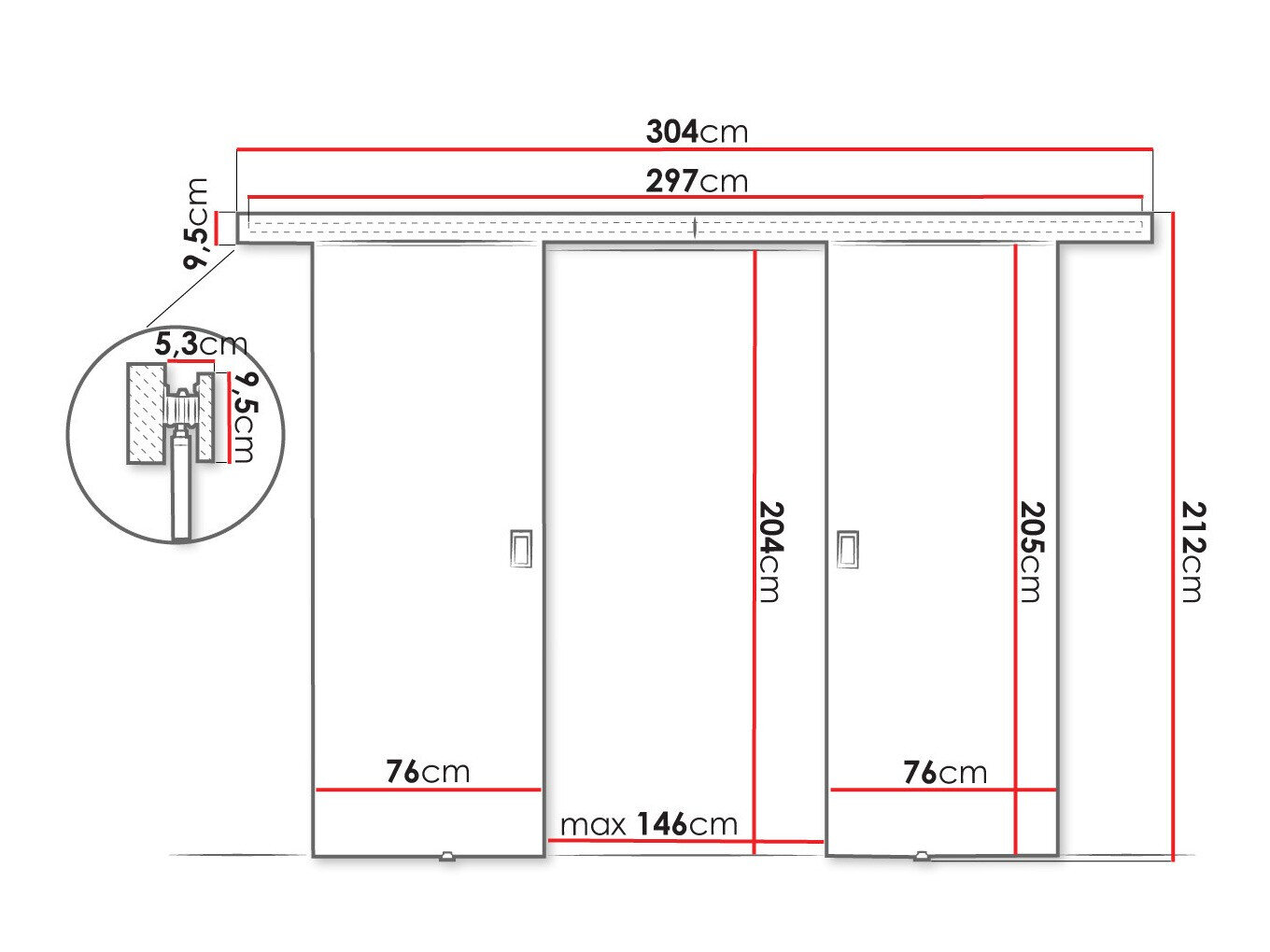Skydedør Dover 199 (Sonoma eg)