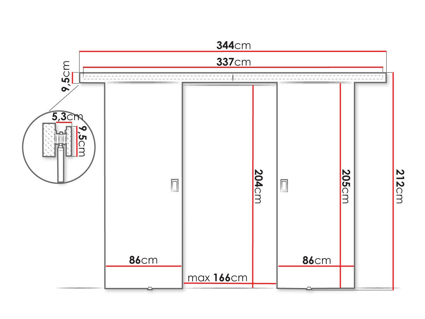 Skydedør Dover 200 (Sonoma eg)
