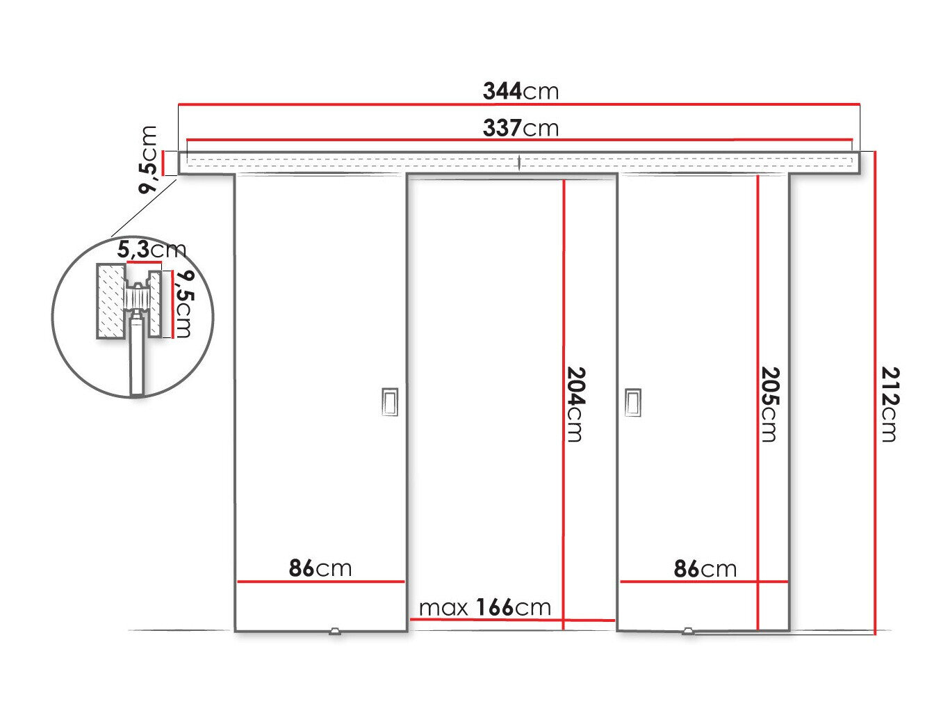 Skydedør Dover 200 (Sort)