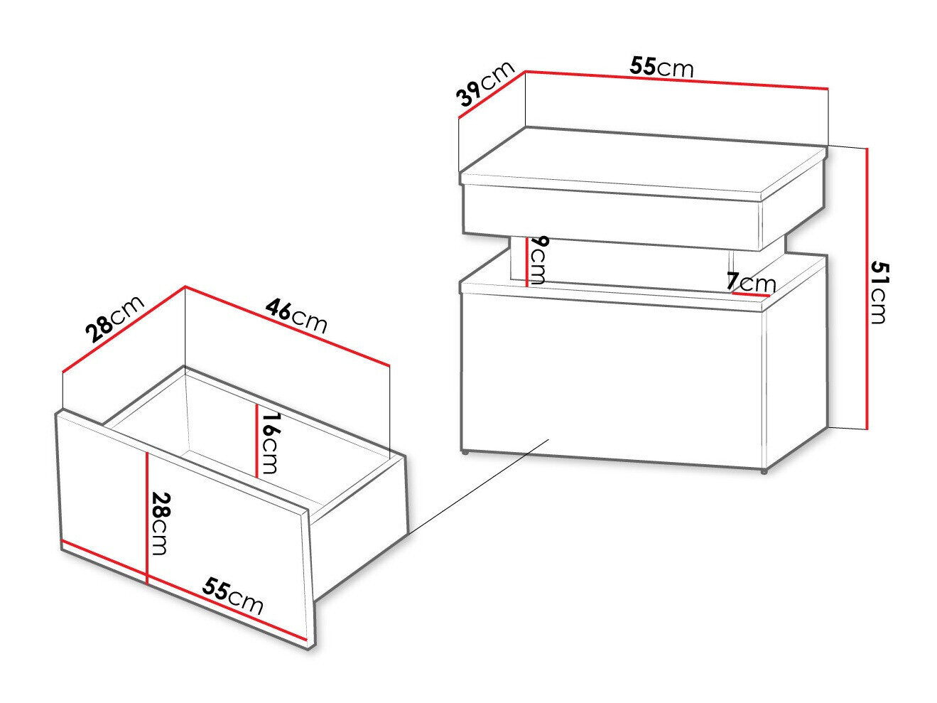 Sengebord Monfero 102 (Sort + Blank sort)
