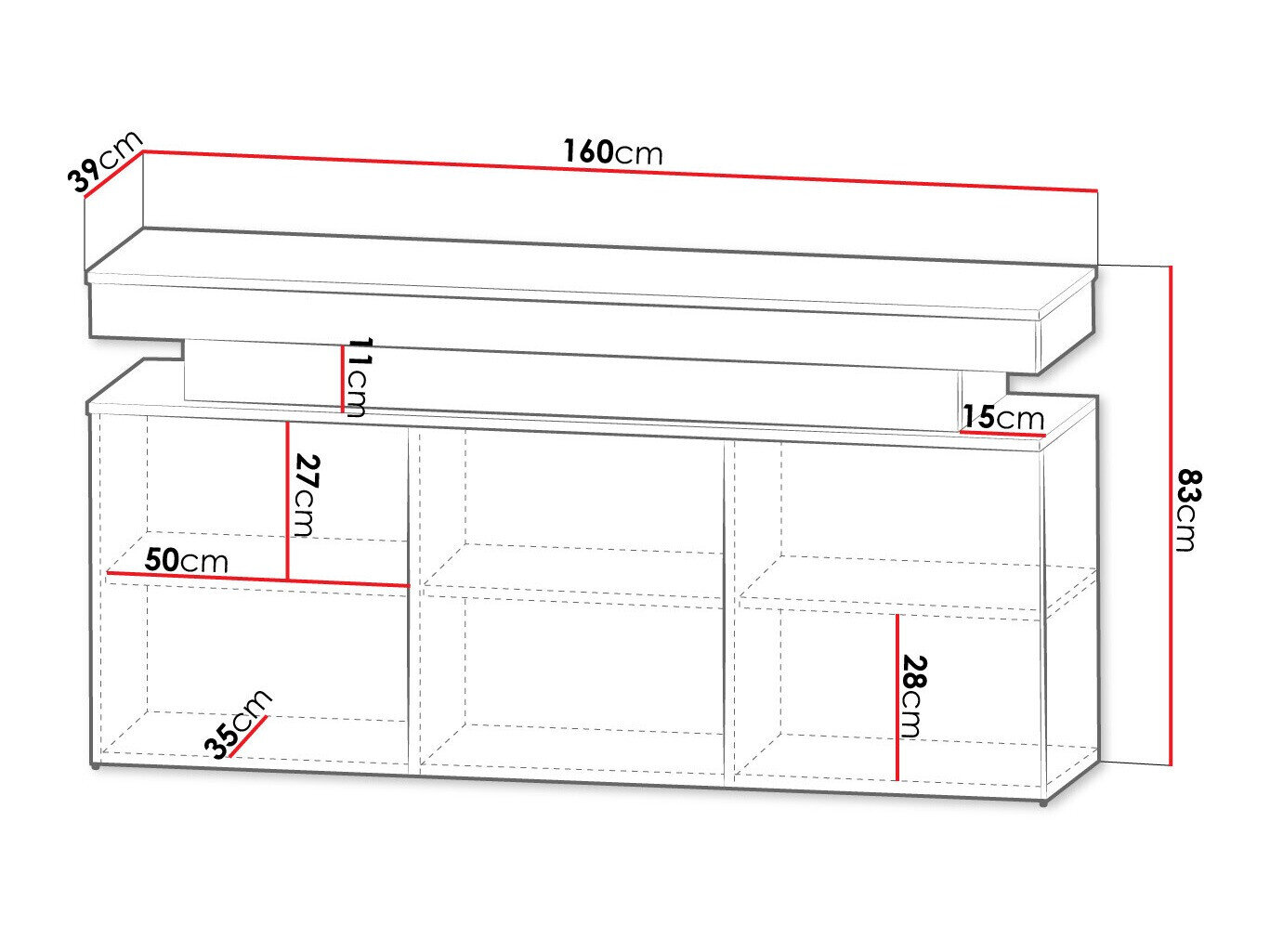 Skænk Monfero (Hvid + Glansfuld hvid)