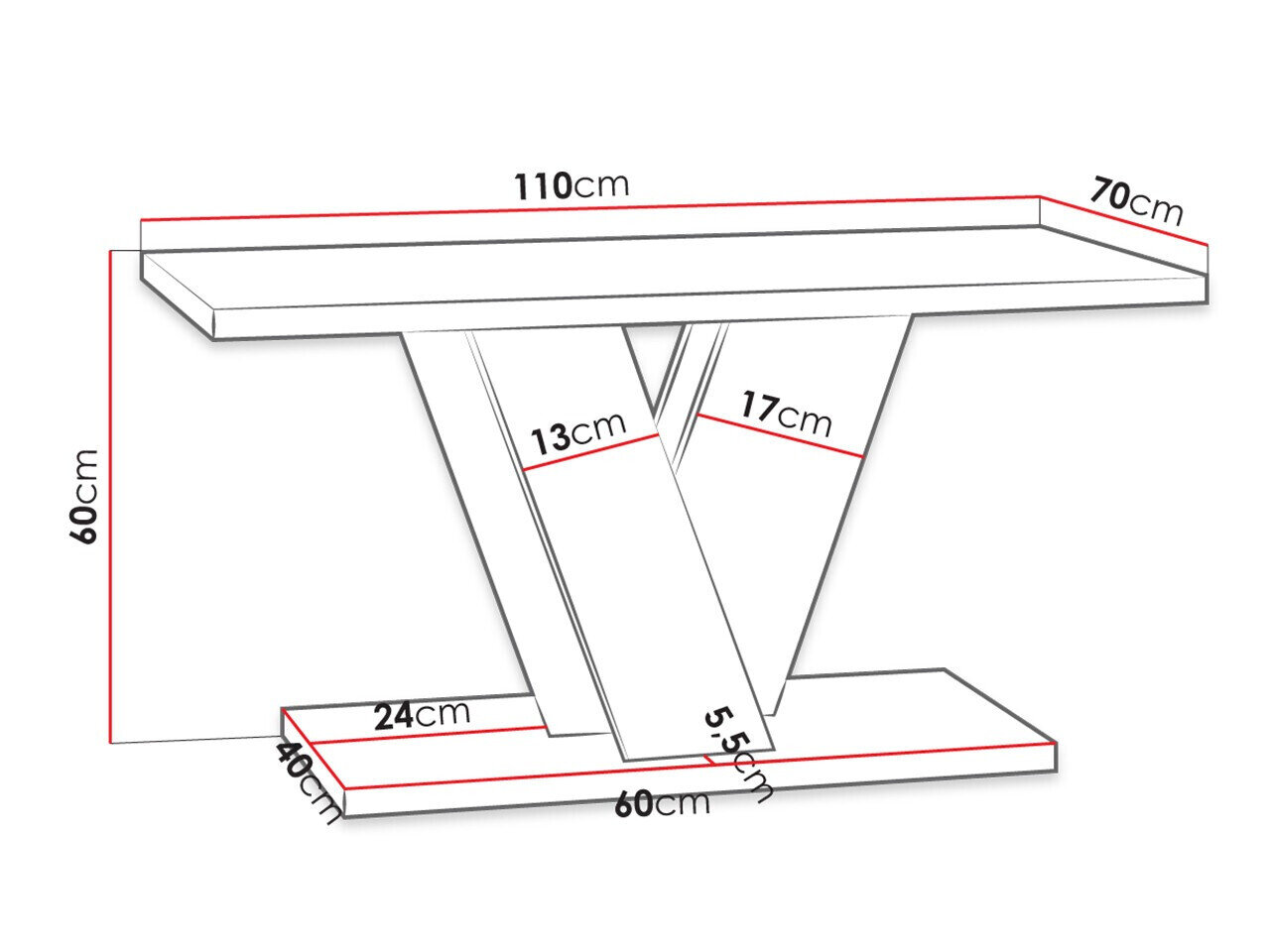Sofabord Goodyear 128 (Grå + Hvid)