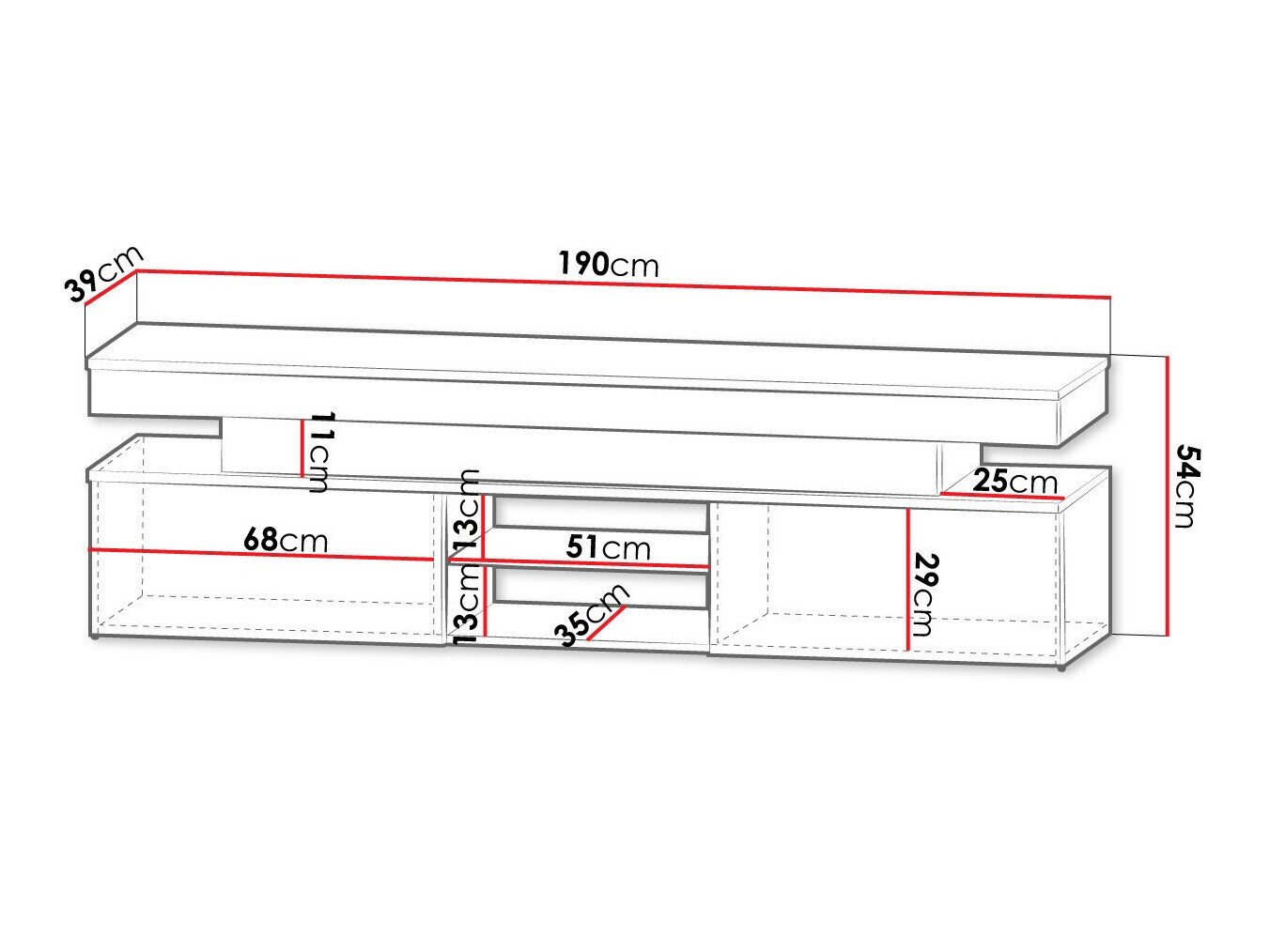 TV-bord Monfero (Hvid + Glansfuld hvid)