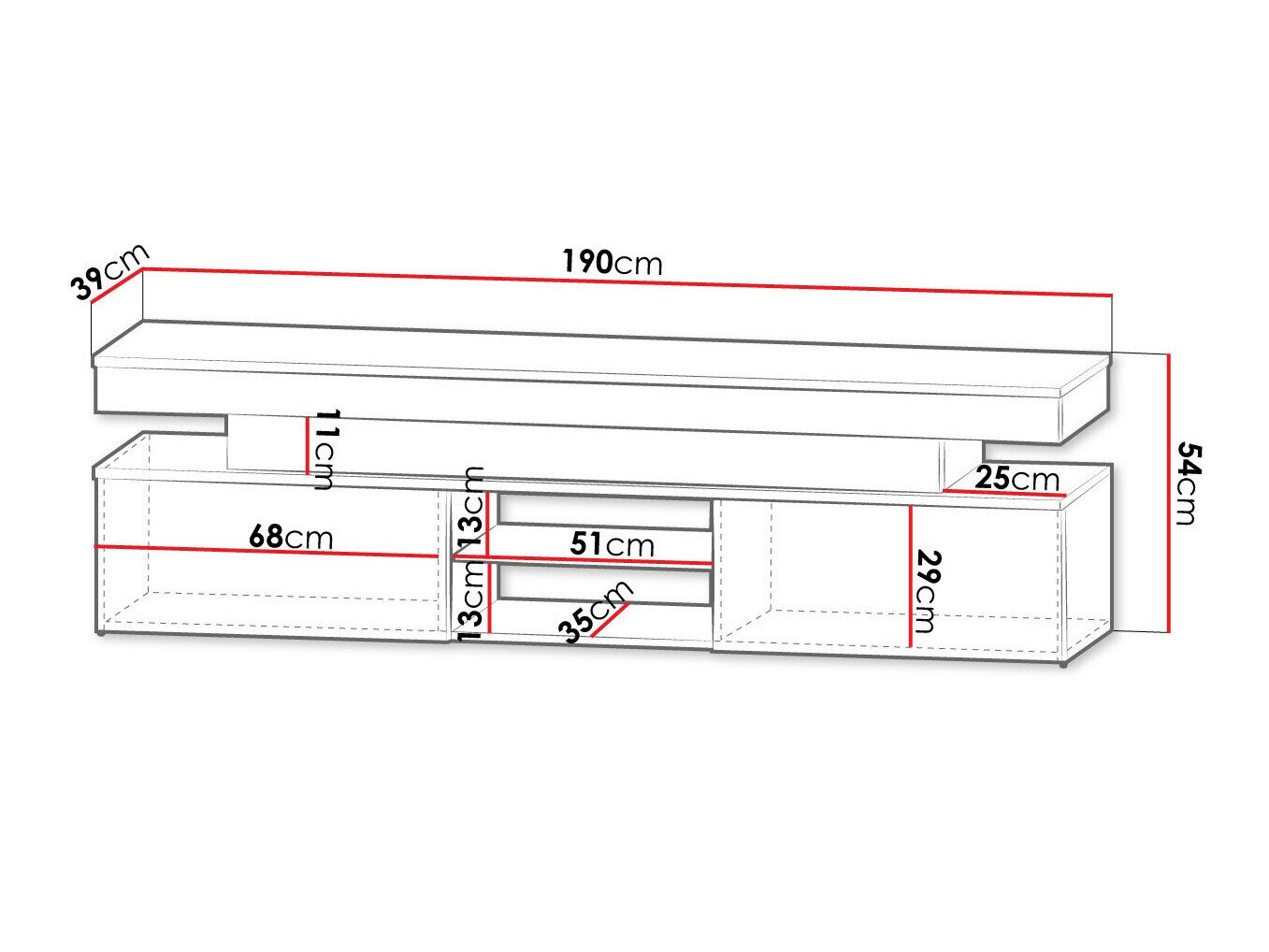 TV-bord Monfero (Sort + Blank sort)