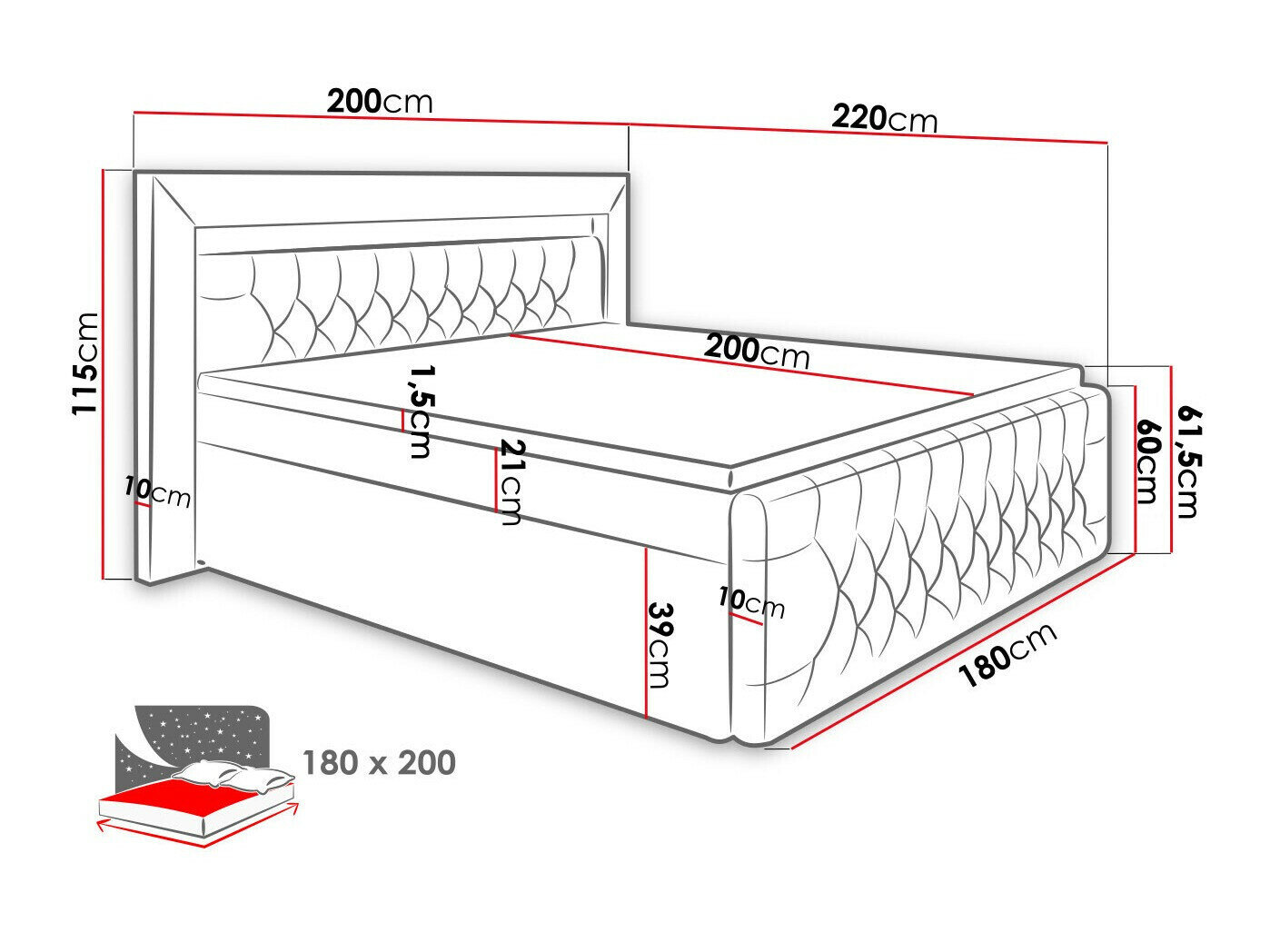 Lit boxspring Aura