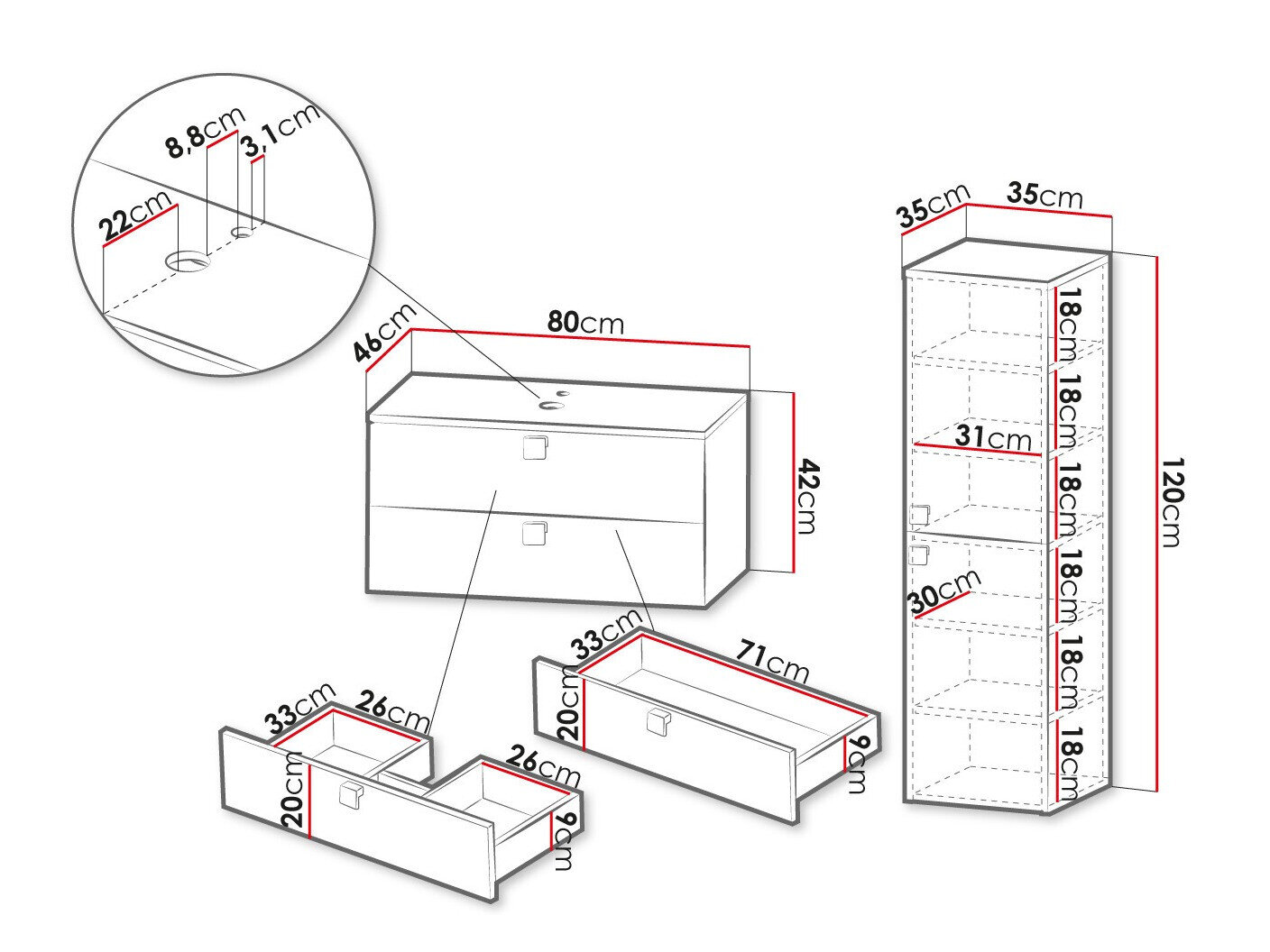 Badeværelsessæt Orlvera 103 (Hvid)