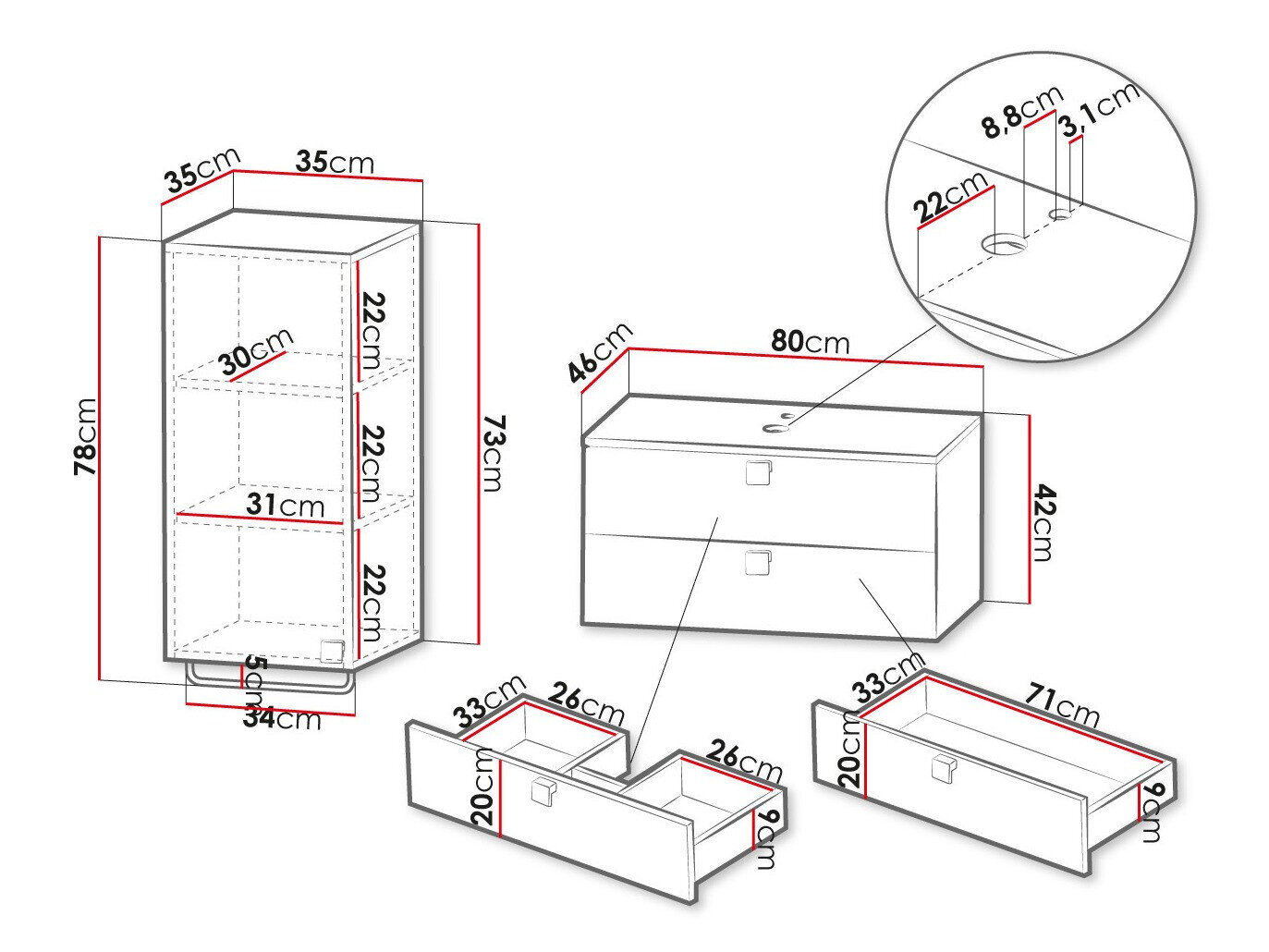 Badeværelsessæt Orlvera 104 (Hvid)