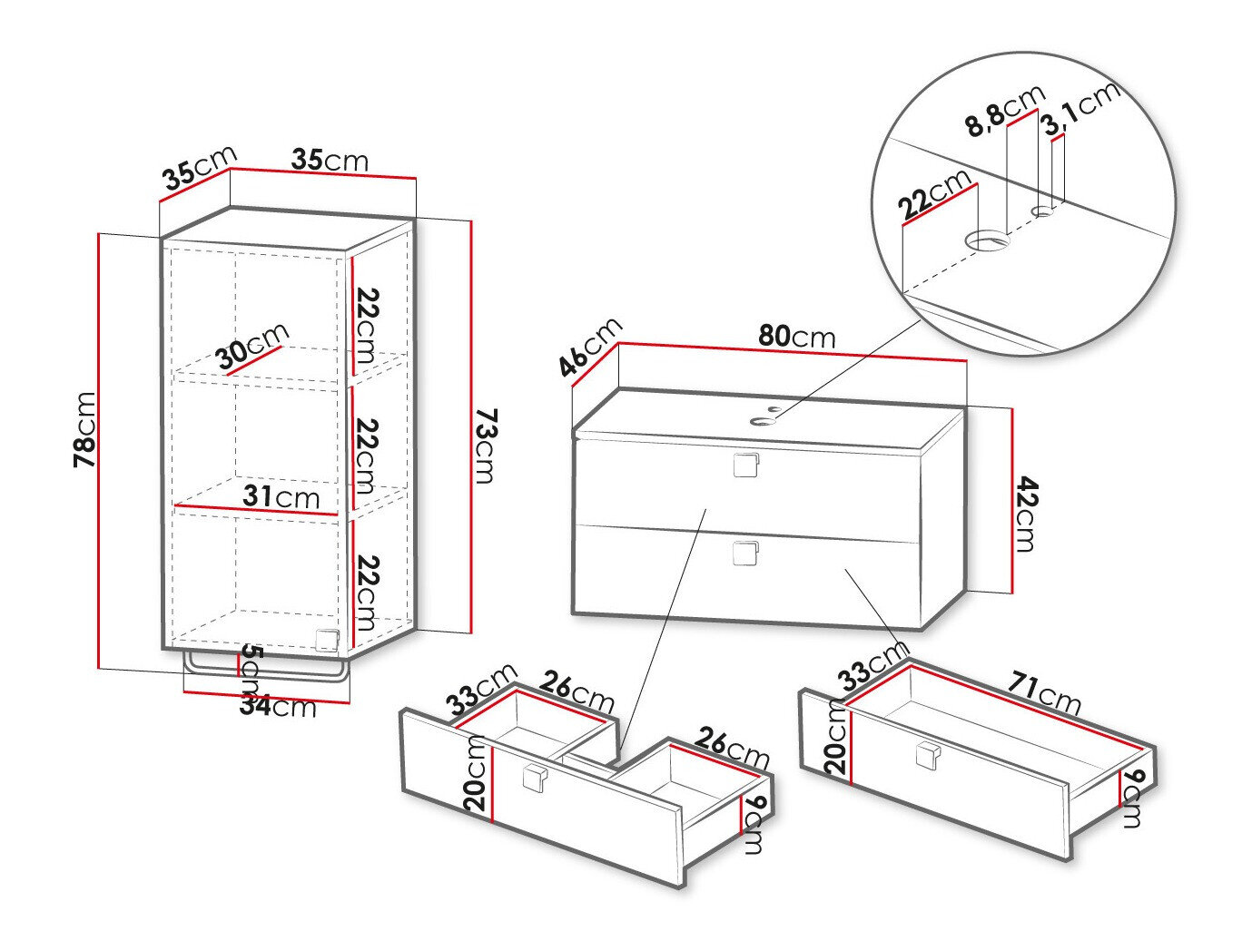 Badeværelsessæt Orlvera 104 (Sort)