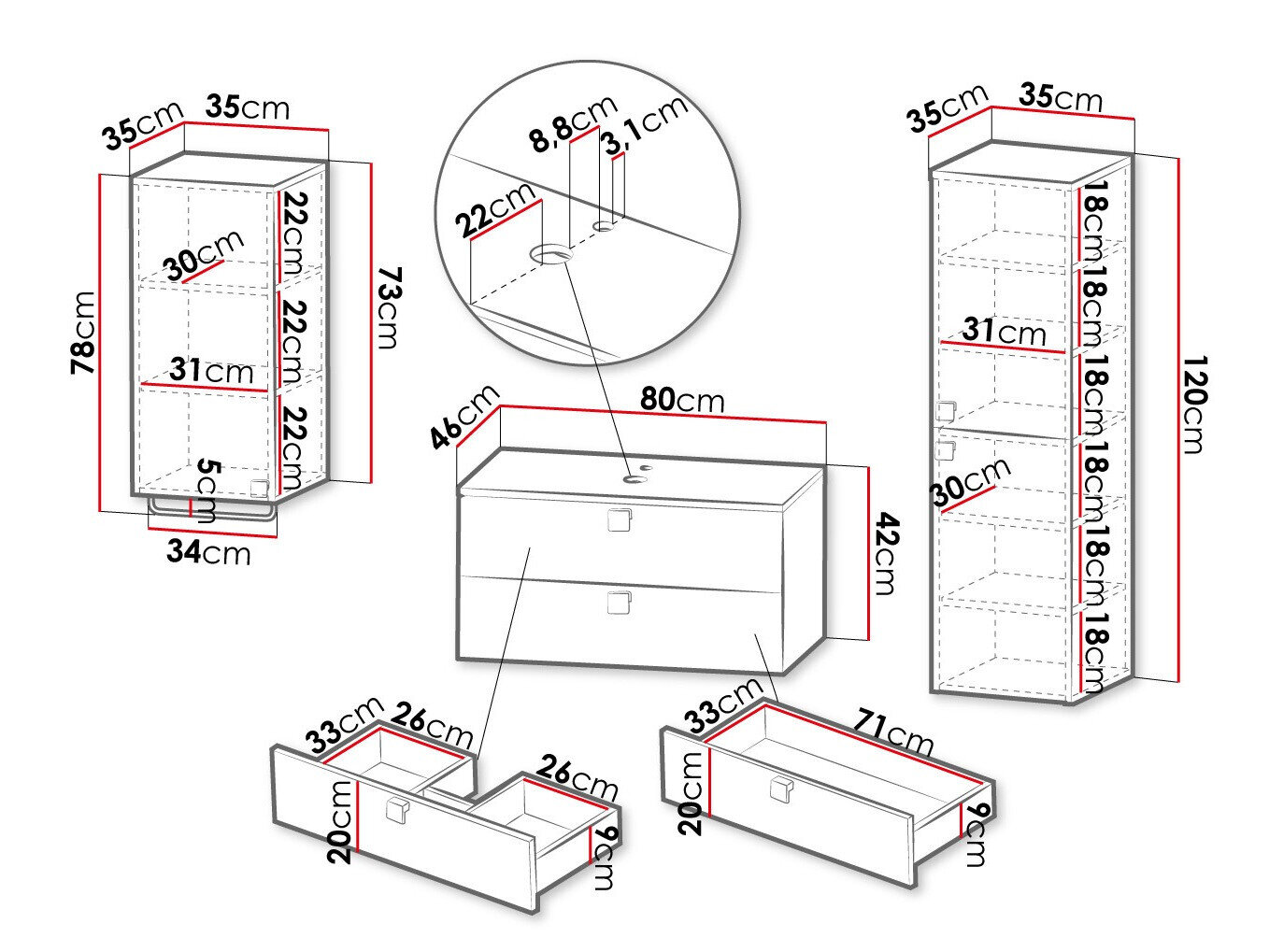 Badeværelsessæt Orlvera 105 (Hvid)