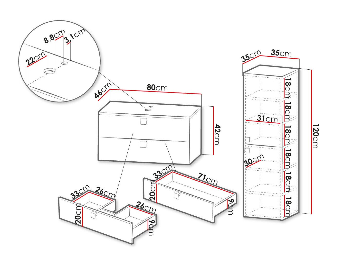 Badeværelsessæt Panium (Hvid)