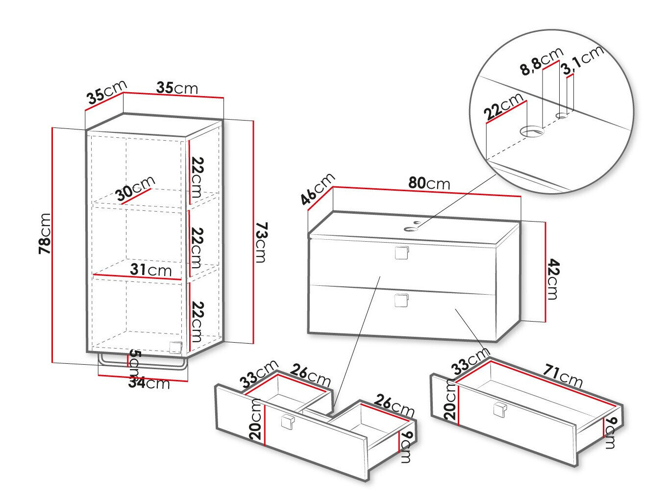 Badeværelsessæt Panium I (Hvid)