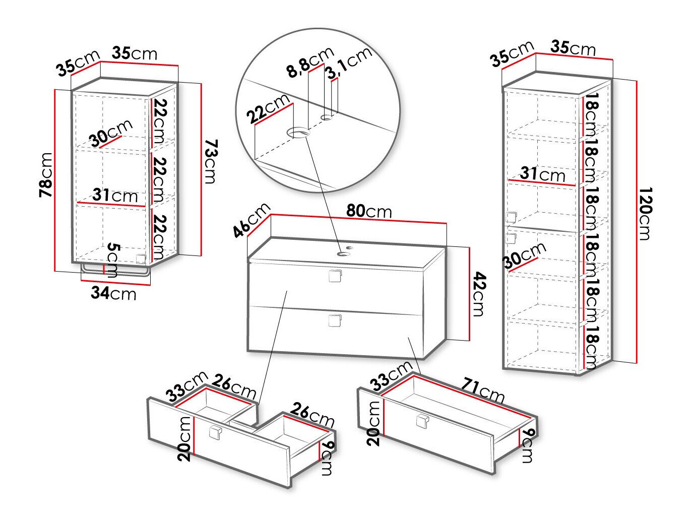 Badeværelsessæt Panium II (Hvid)