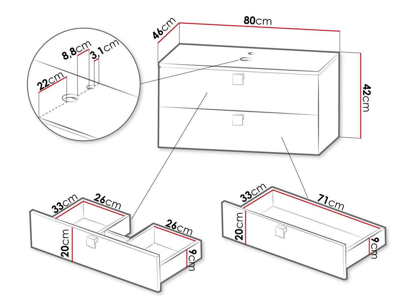 Vægbadeværelsesskab til håndvask Panium (Hvid)