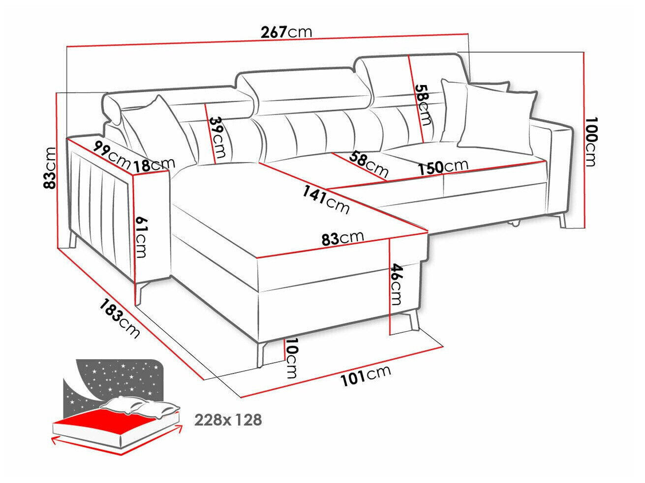Hjørnesofa Sarasota 150 (Mono 242 + Botanical 36)