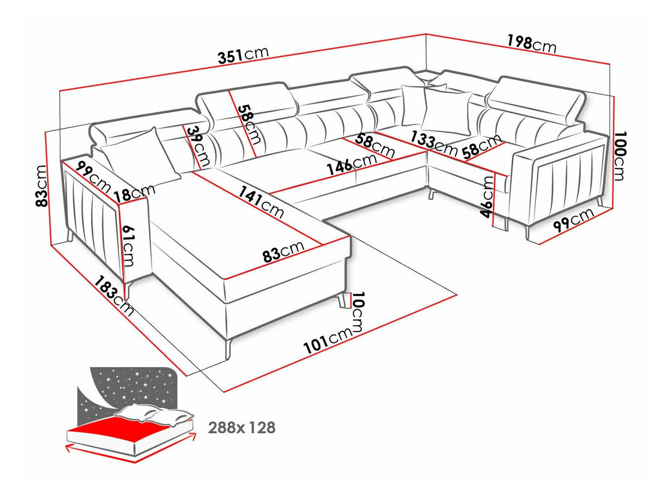 Hjørnesofa Sarasota 154 (Mono 242 + Botanical 36)
