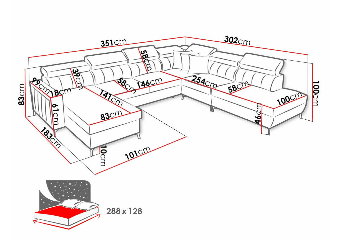 Hjørnesofa Sarasota 155 (Mono 235 + Botanical 36)