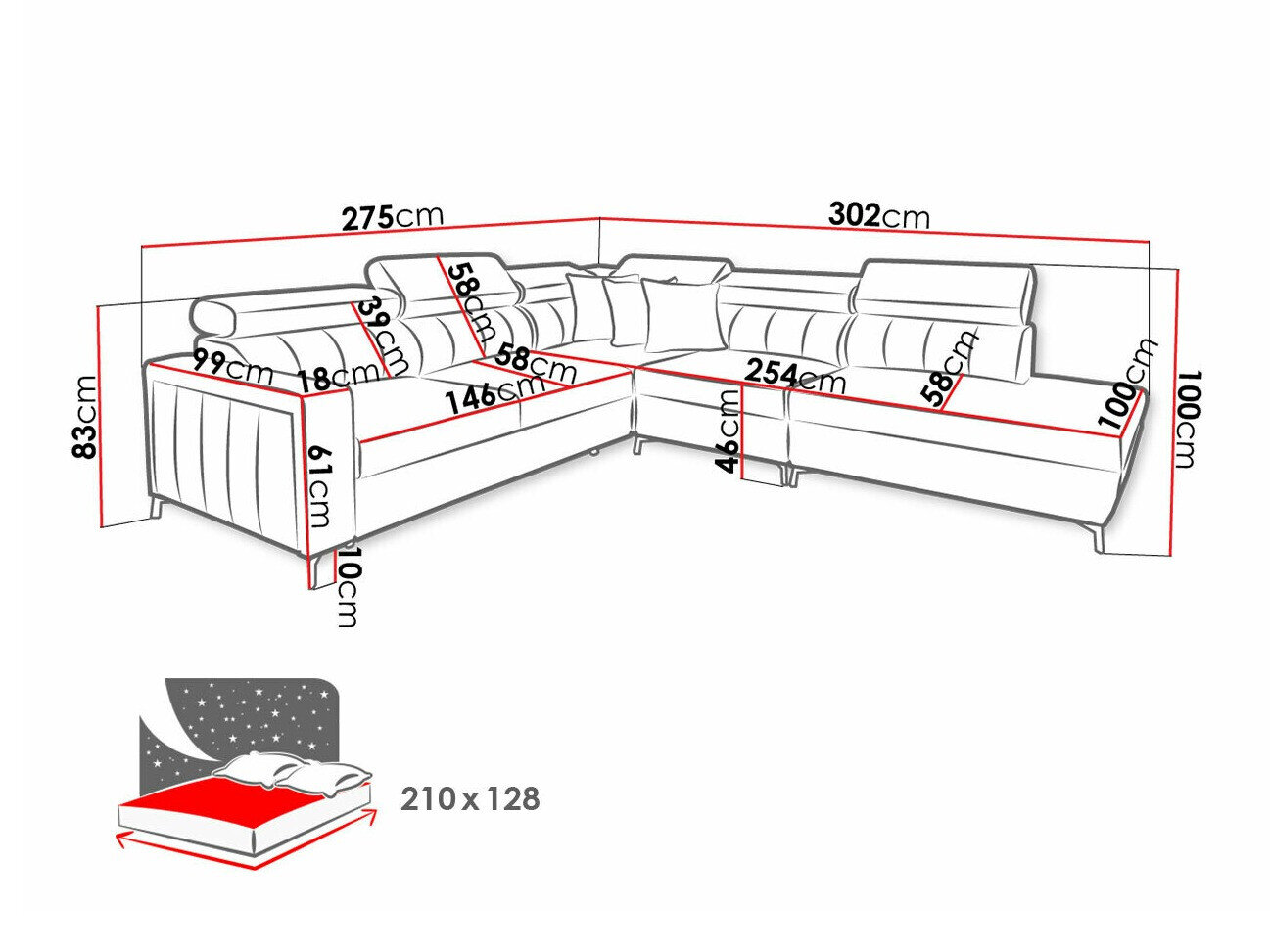 Hjørnesofa Sarasota 156 (Mono 234 + Botanical 36)