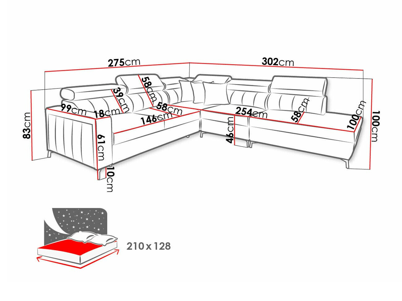 Hjørnesofa Sarasota 156 (Mono 235 + Botanical 36)