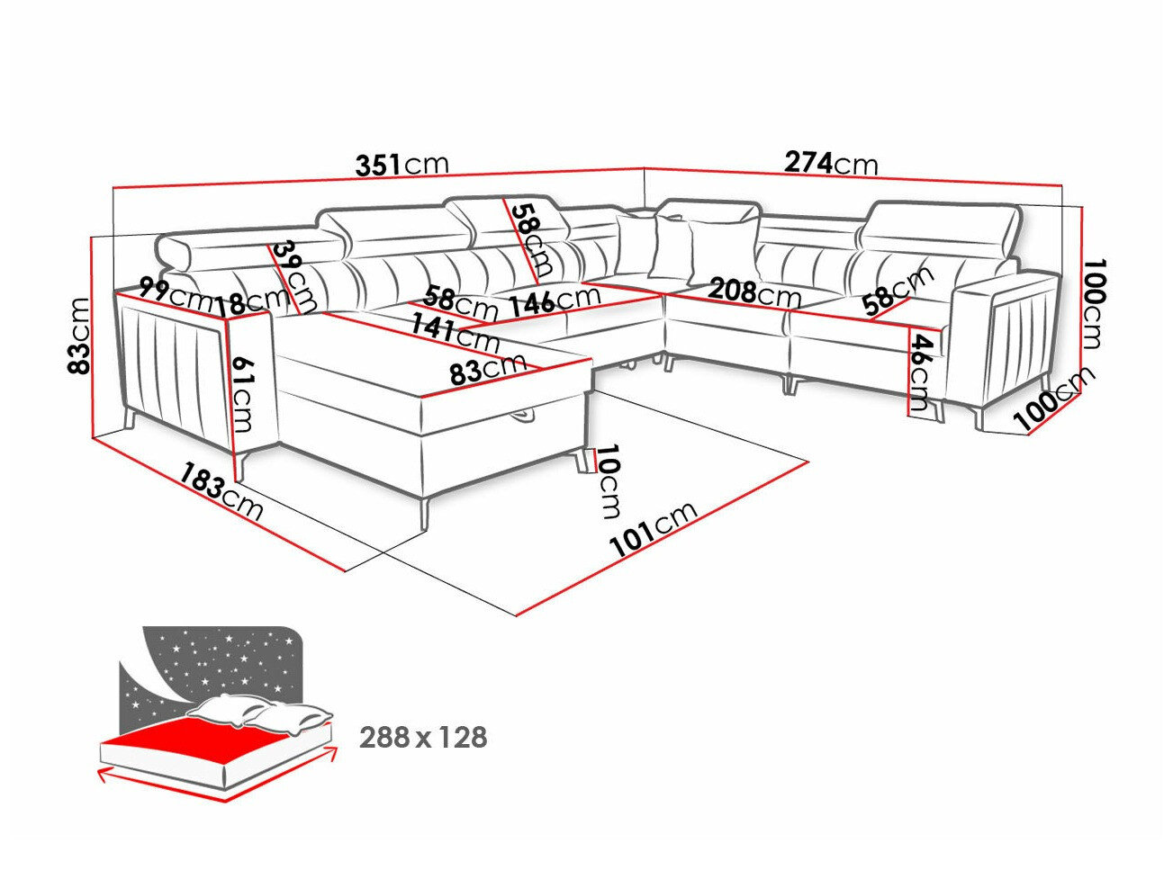 Hjørnesofa Sarasota 157 (Mono 231 + Botanical 36)