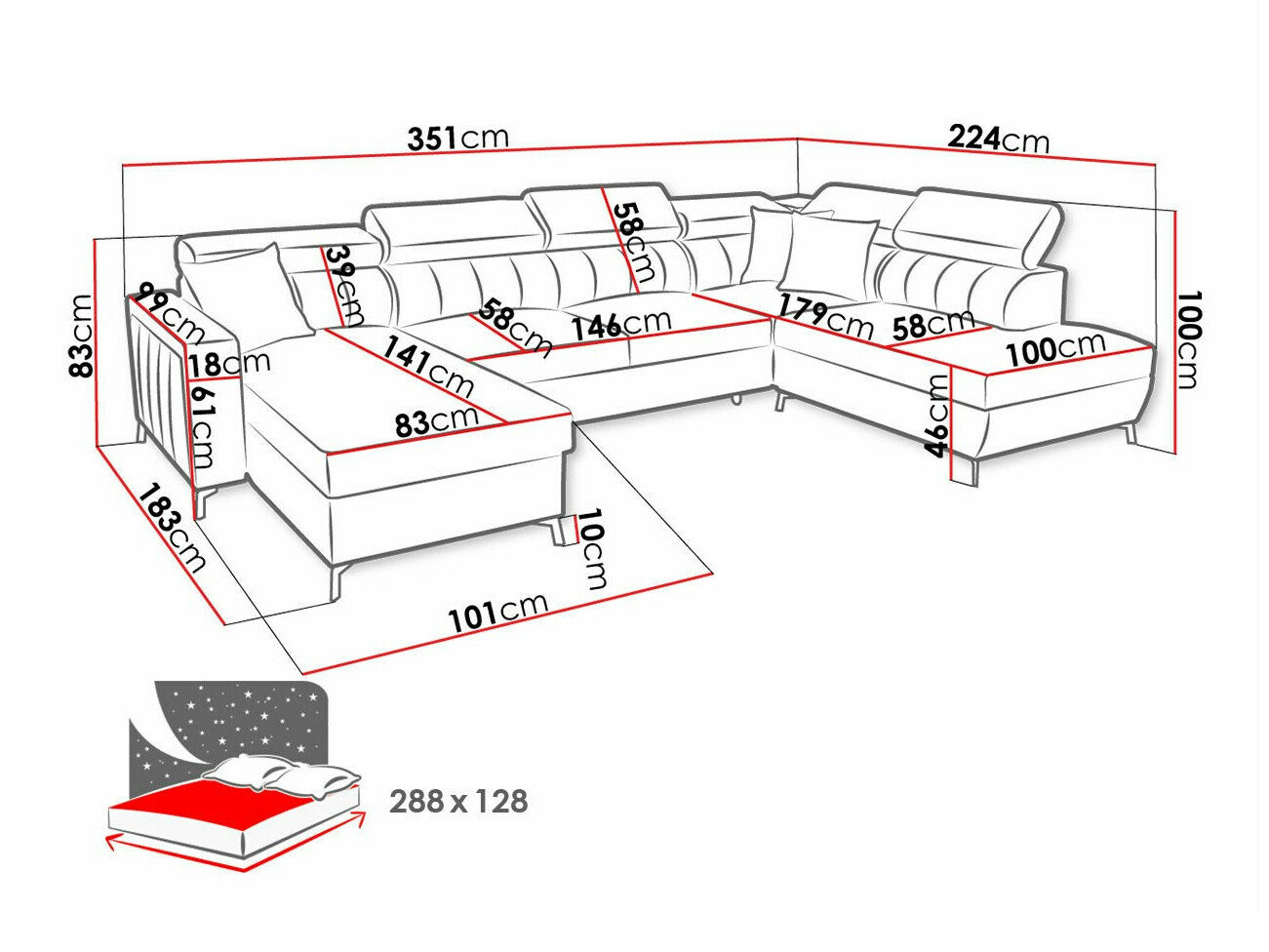 Hjørnesofa Sarasota 158 (Mono 234 + Botanical 36)