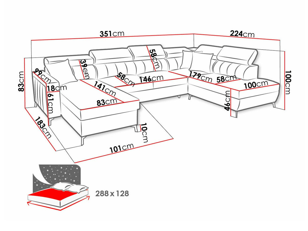 Hjørnesofa Sarasota 158 (Mono 235 + Botanical 36)