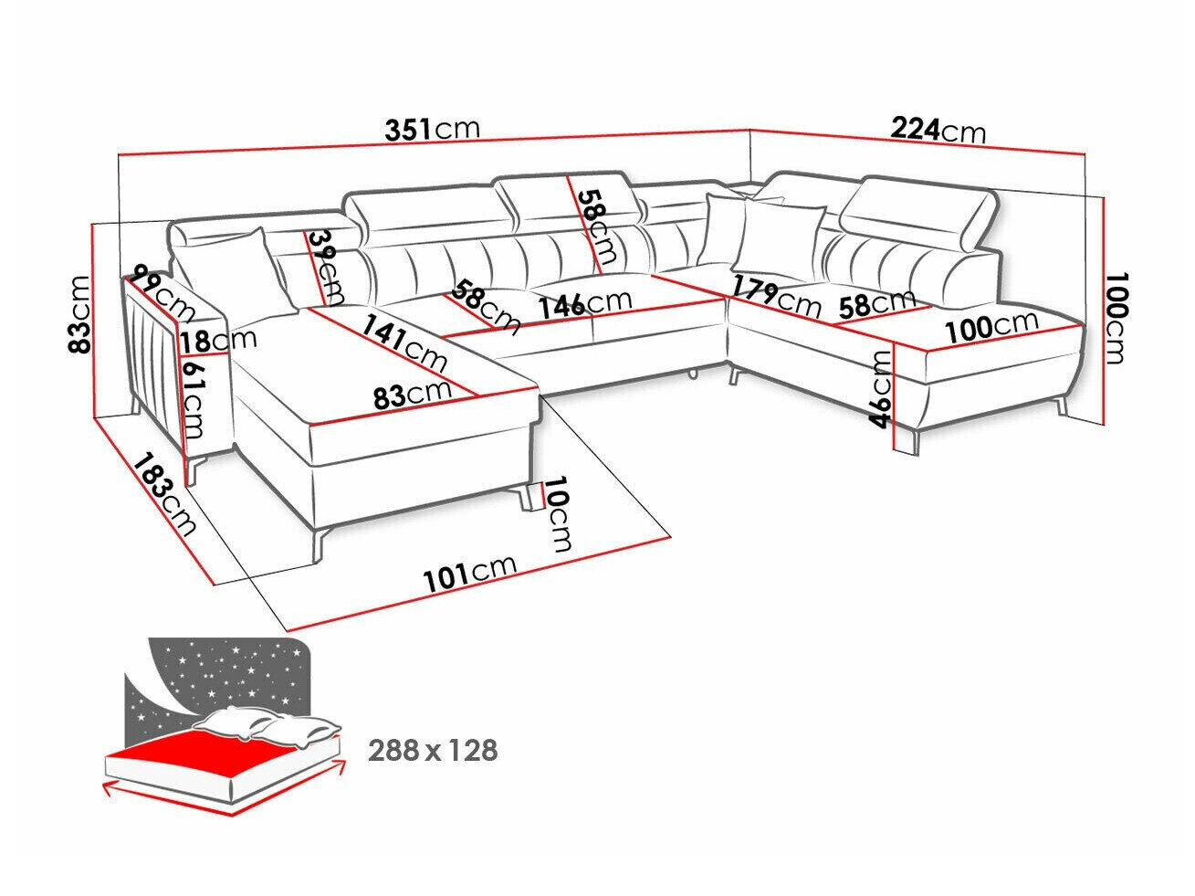 Hjørnesofa Sarasota 158 (Mono 242 + Botanical 36)