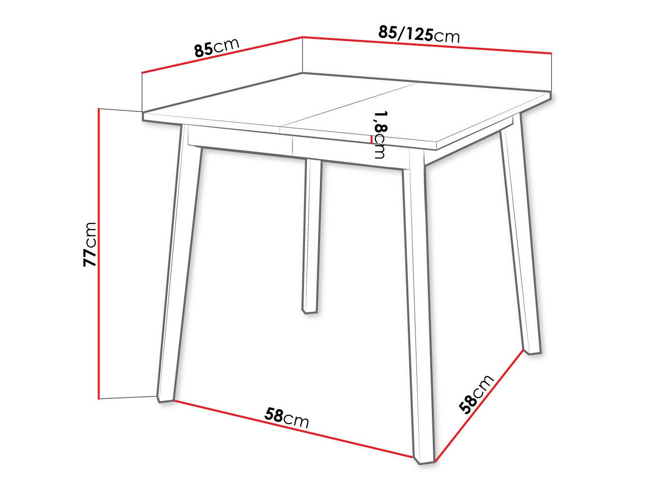 Tafel Edmond 109 (Wit + Zwart)