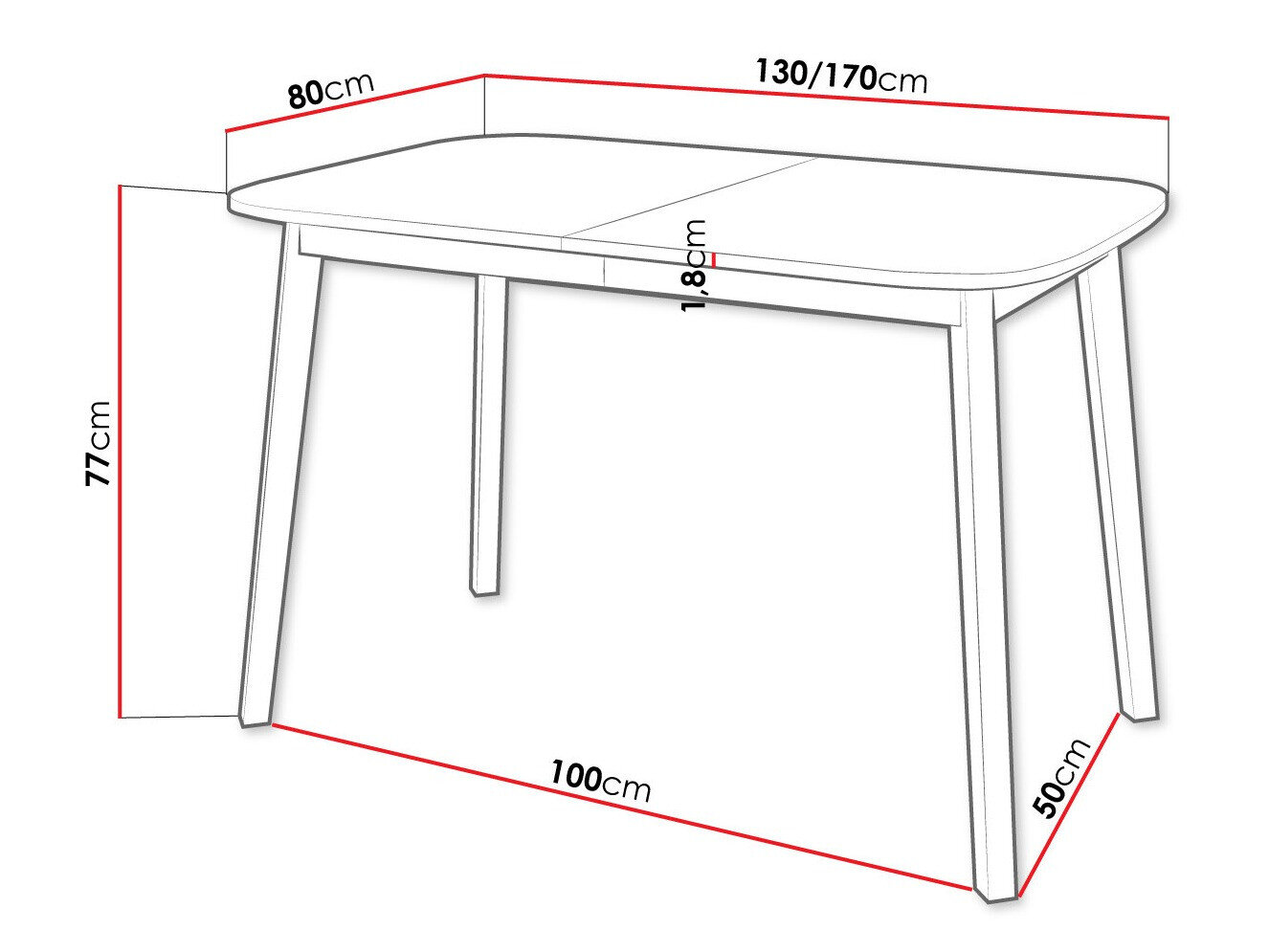 Tafel Edmond 110 (Wit + Zwart)