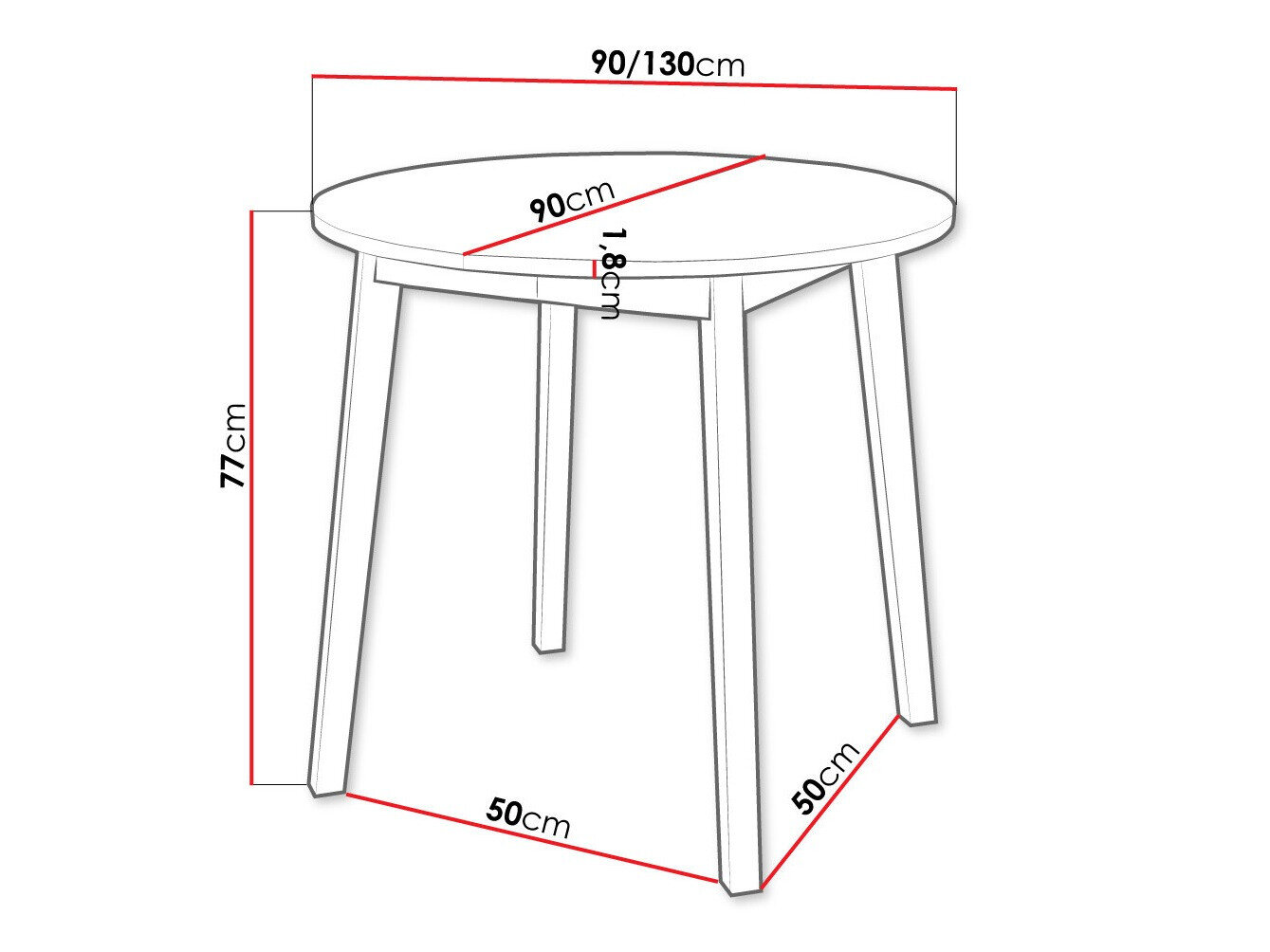 Tafel Edmond 112 (Wit + Zwart)