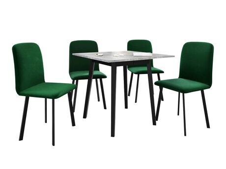Eetkamerset Edmond 116 (Grijs marmer + Zwart)