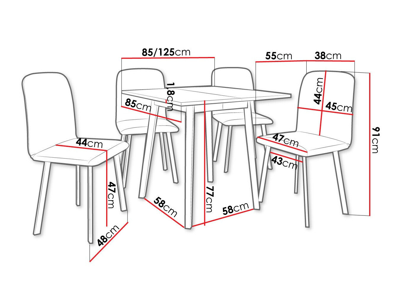 Set de mese Edmond 116 (Alb + Negru)