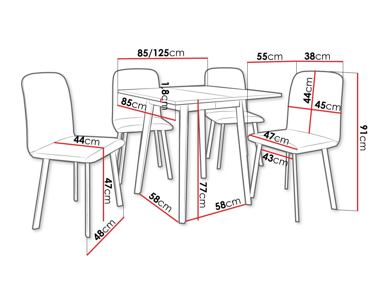 Spisestuesæt Edmond 116 (Craft gylden eg + Sort)