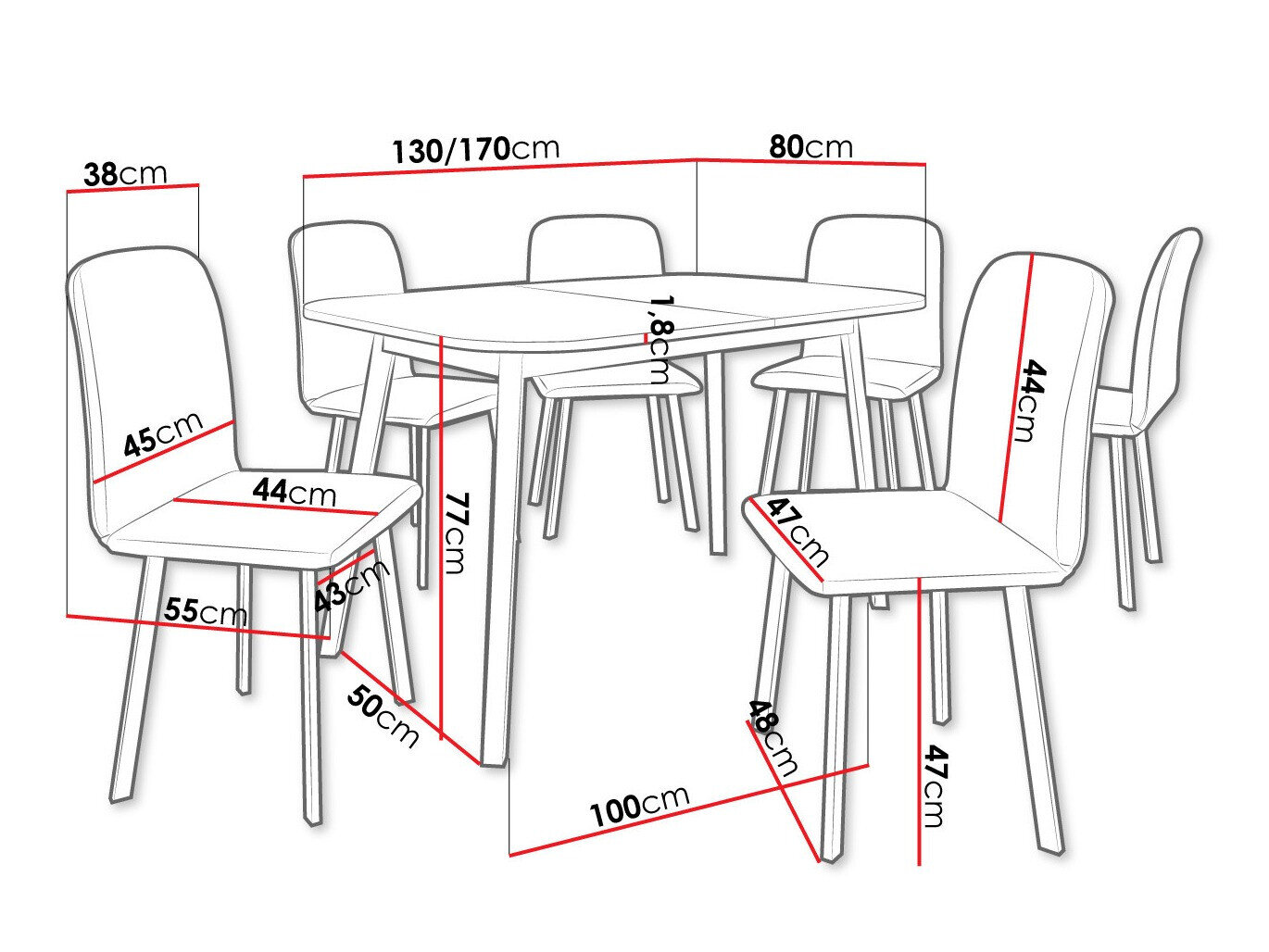 Spisestuesæt Edmond 117 (Grå marmor + Sort)