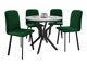 Blagovaonski set Edmond 118 (Sivi mramor + Crna)