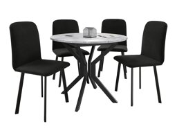 Blagovaonski set Edmond 118 (Sivi mramor + Crna)