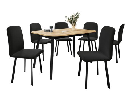 Salle à manger complète Edmond 117 (Chêne doré artisanal + Noir)