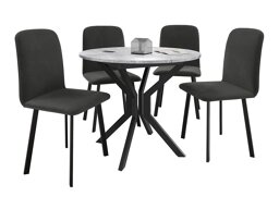 Salle à manger complète Edmond 118 (Marbre gris + Noir)