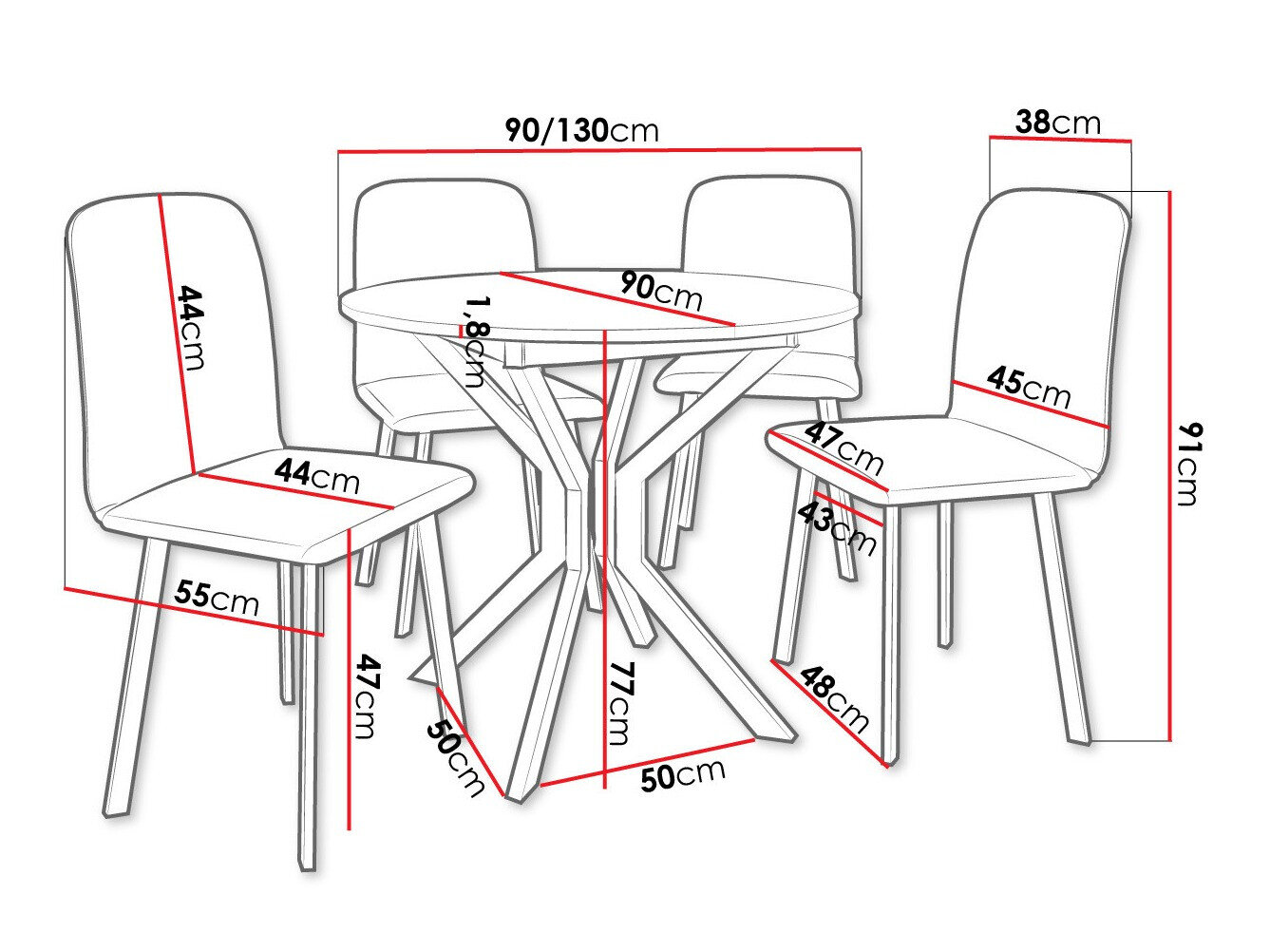Spisestuesæt Edmond 118 (Craft gylden eg + Sort)