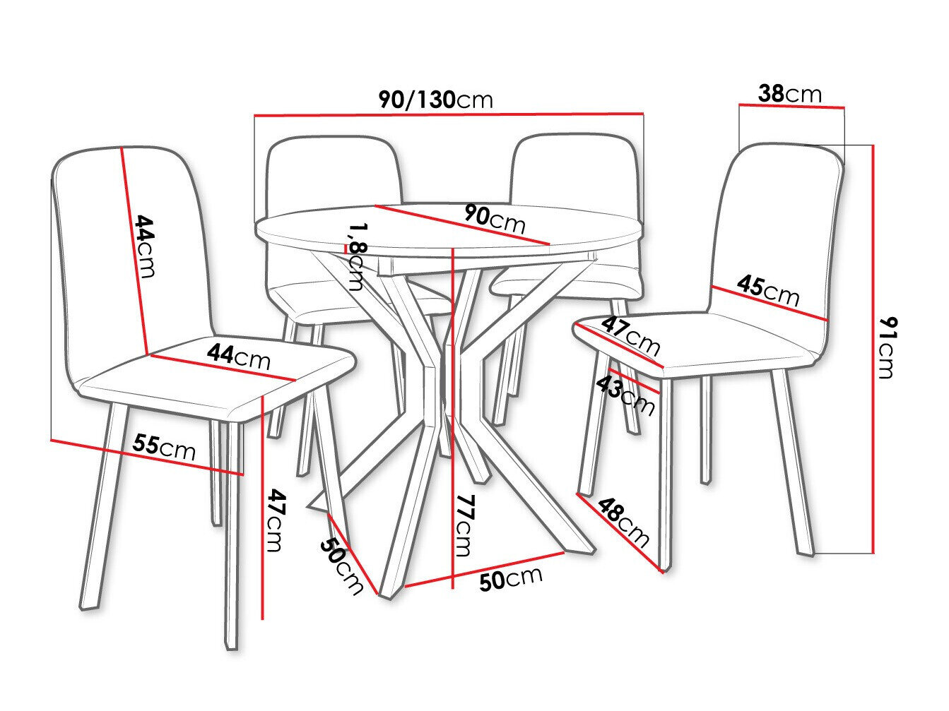 Spisestuesæt Edmond 118 (Craft gylden eg + Sort)
