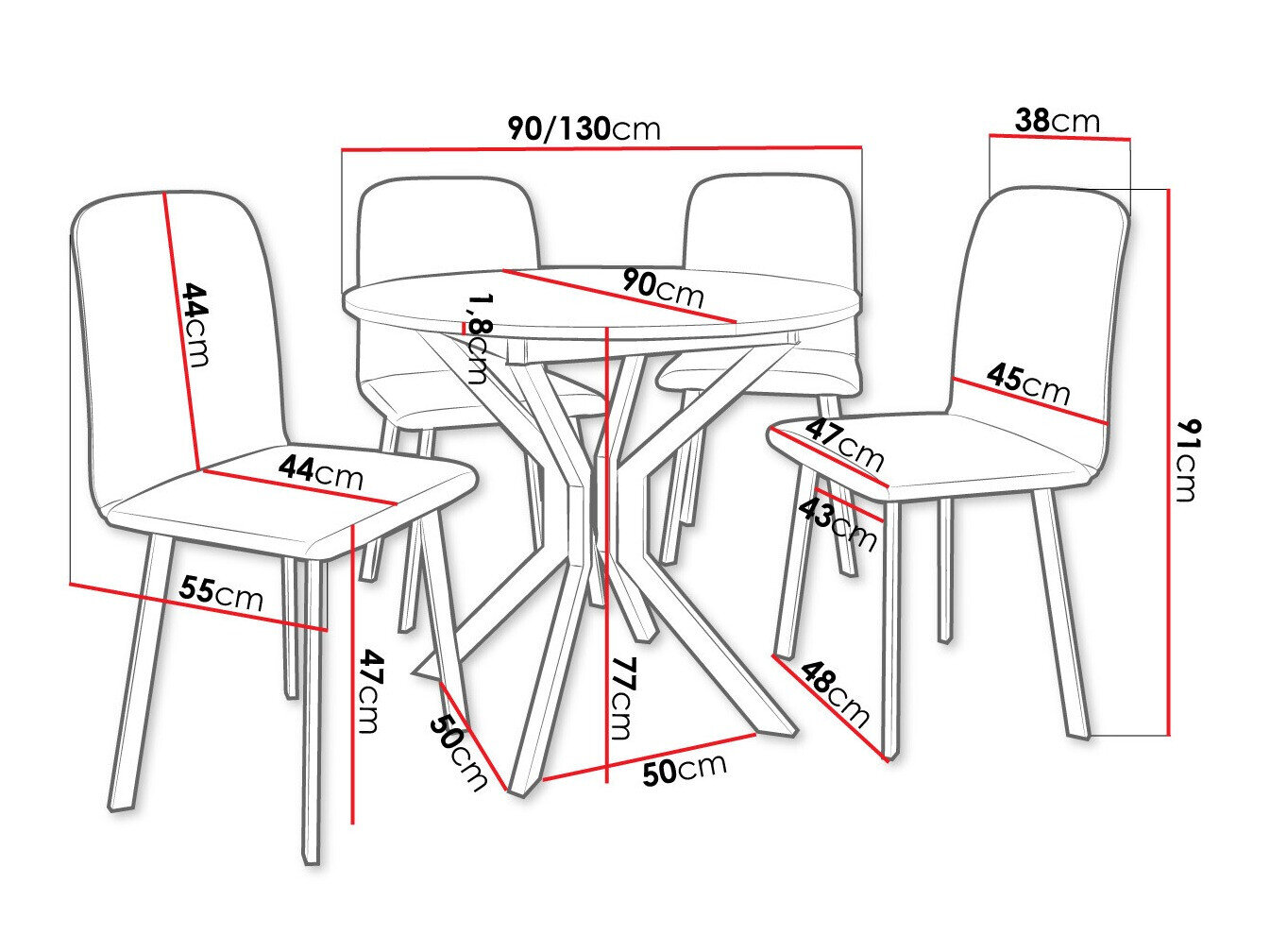 Spisestuesæt Edmond 118 (Craft gylden eg + Sort)