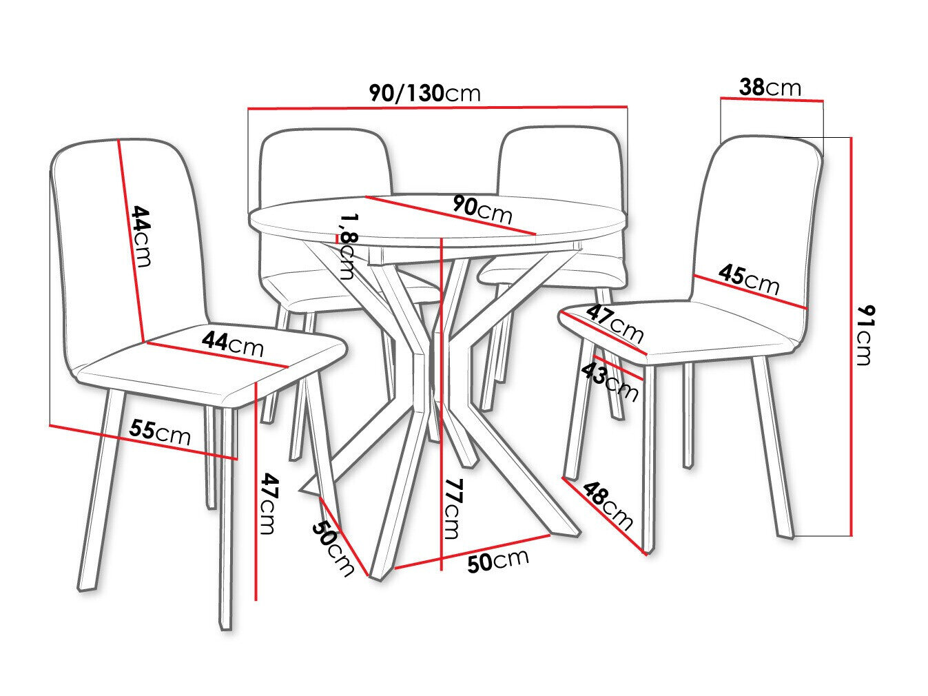 Spisestuesæt Edmond 118 (Grå marmor + Sort)