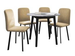 Blagovaonski set Edmond 119 (Sivi mramor + Crna)