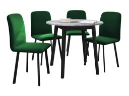 Blagovaonski set Edmond 119 (Sivi mramor + Crna)