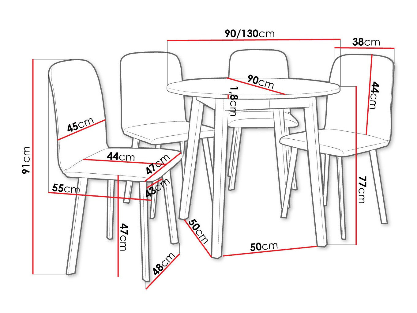 Spisestuesæt Edmond 119 (Craft gylden eg + Sort)