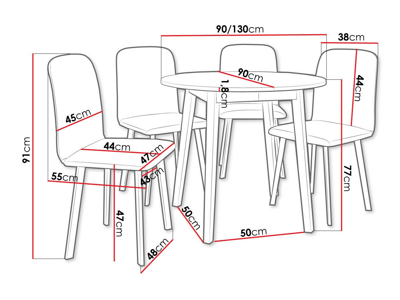 Spisestuesæt Edmond 119 (Grå marmor + Sort)