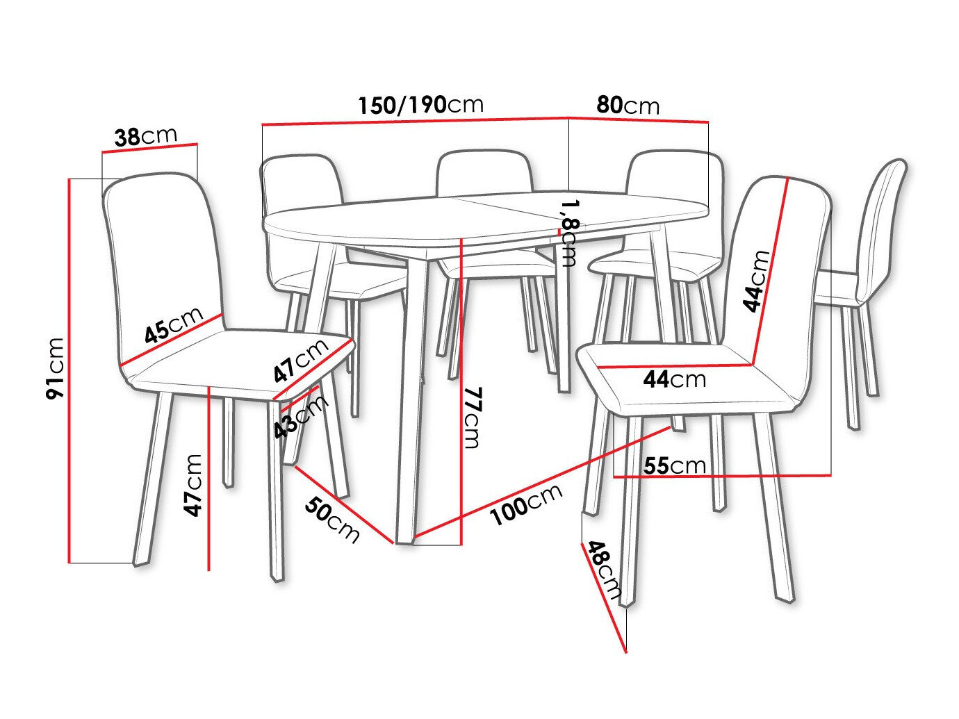 Set de mese Edmond 121 (Stejar Craft auriu + Negru)